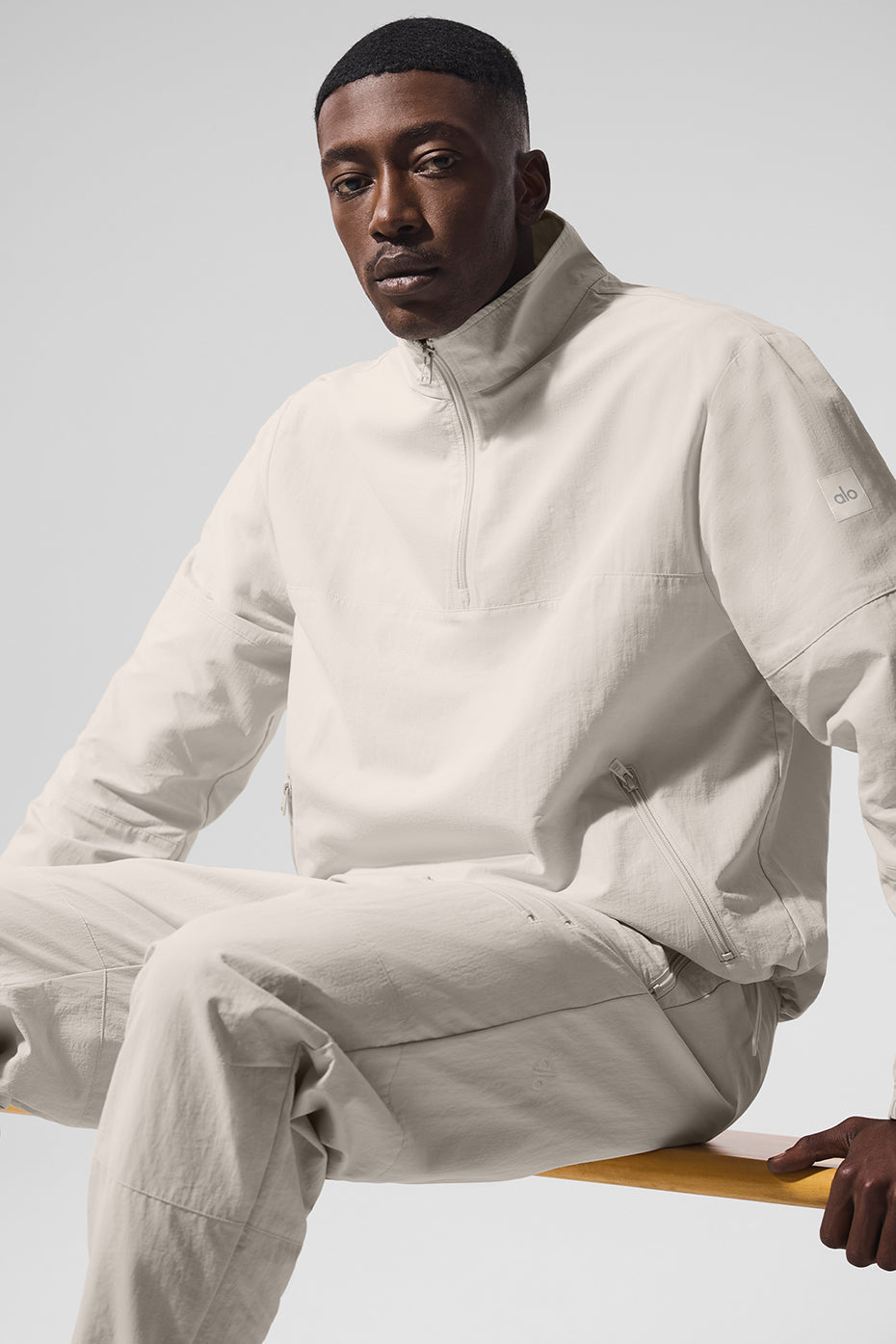 Light Weight Takeaway Track Pullover - Bone