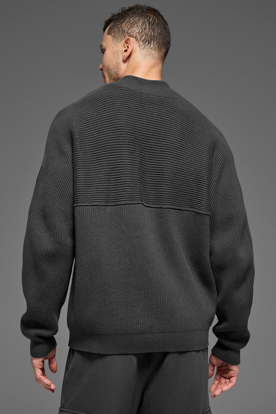 Domain Shift Rib Knit 1/4 Zip Sweater - Anthracite