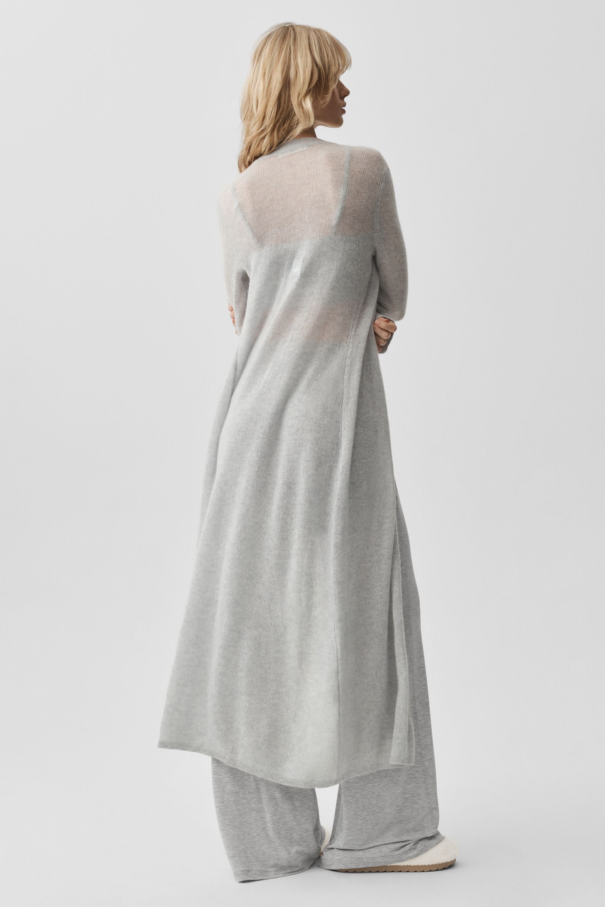 Sheer Cashmere Long Cardigan - Athletic Heather Grey