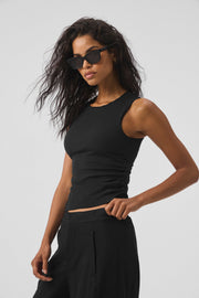 Ribbed En Pointe Tank - Black